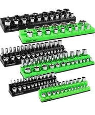 Magnetic Socket Organizer Set, 6-piece 1/4", 3/8", 1/2" SAE & Metric Socket Hold