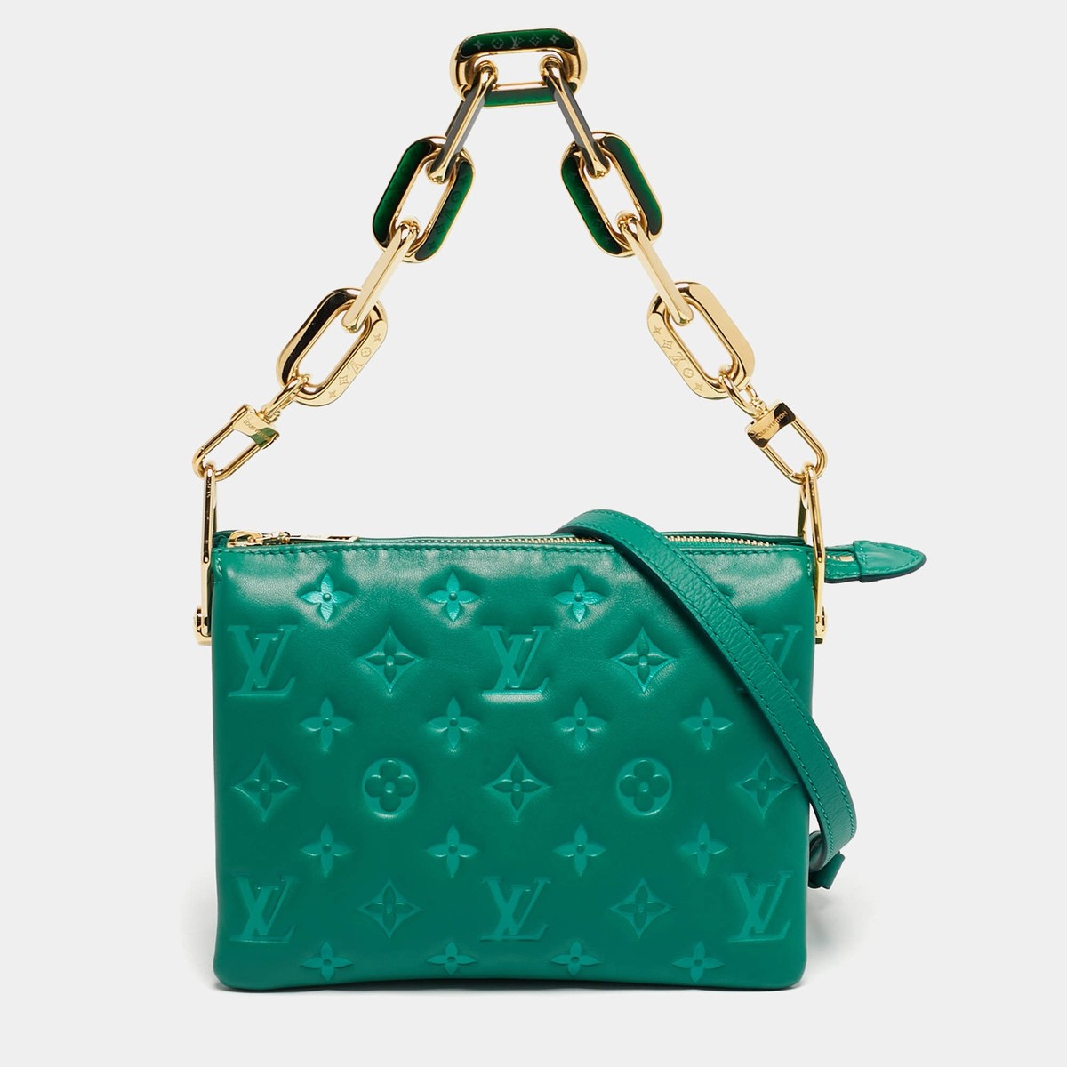 Louis Vuitton Green Monogram Embossed Leather Coussin BB Bag | eBay