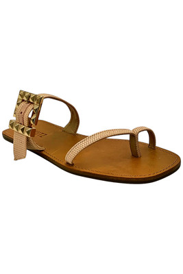 Schutz Leather Top Loop Slide Sandals Malie Sweet Rose