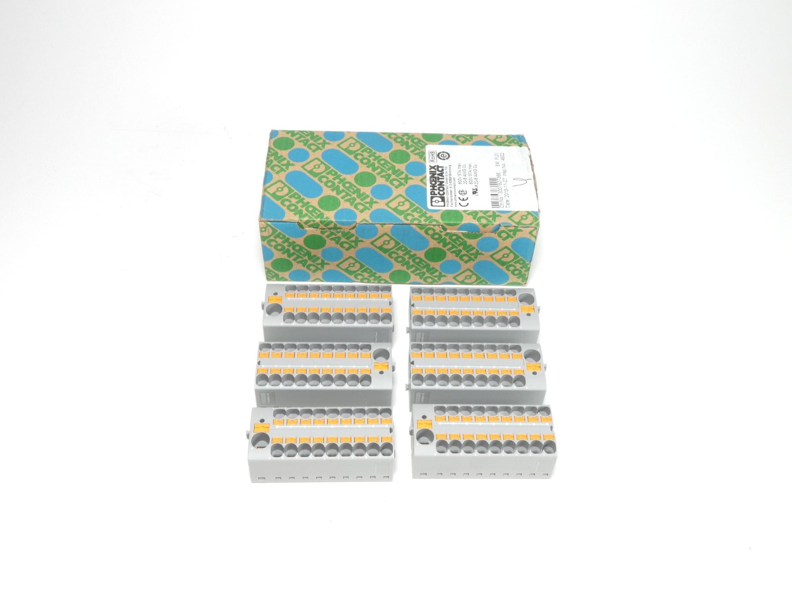 *Box of 6* Phoenix Contact PTFIX 10/18X4 GY 3273900 Distribution Block 600V 5...