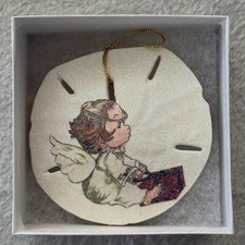 Sand Dollar Ornament Angel Glitter Design Handmade Seashell Holiday Decor