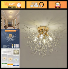 Modern 4-Light Crystal Ceiling Light Fixture - Gold Sputnik Chandelier for Bedro