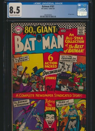 Batman 187 DC 1967 CGC 8.5 Joker appearance 80 Page Giant High Grade