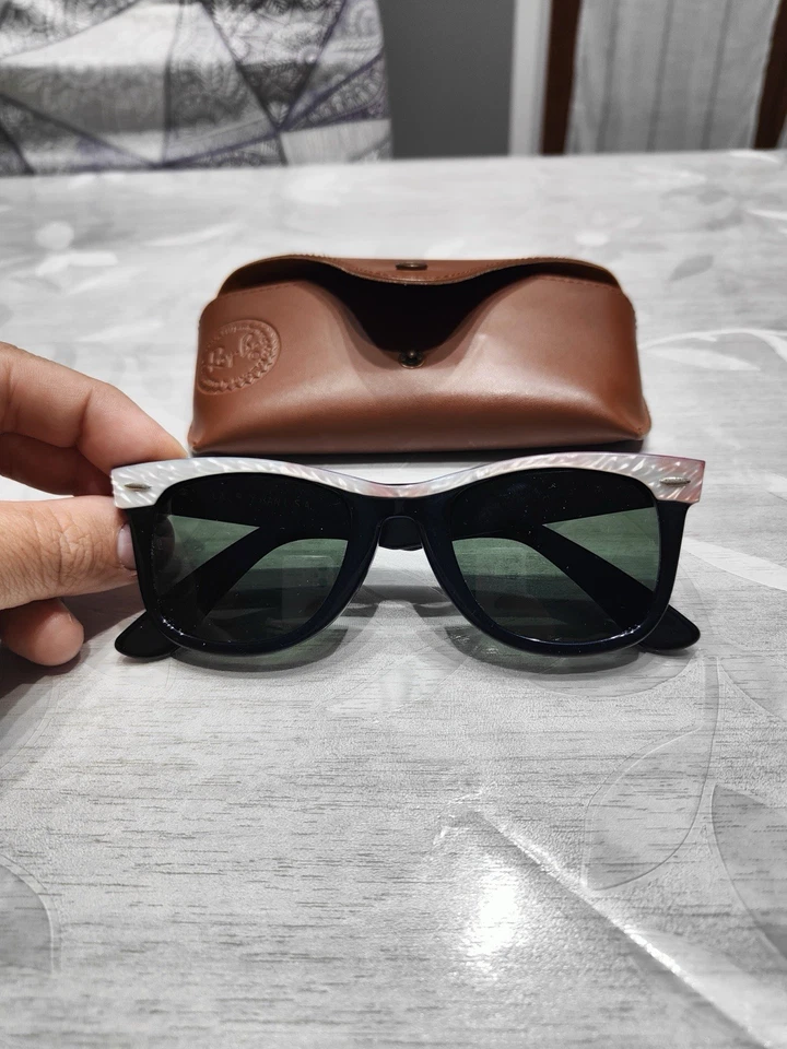 Ray-Ban Wayfarer B&L USA 50-22 Nero Madreperla Vintage Originale Lenti BL - Immagine 3 di 4