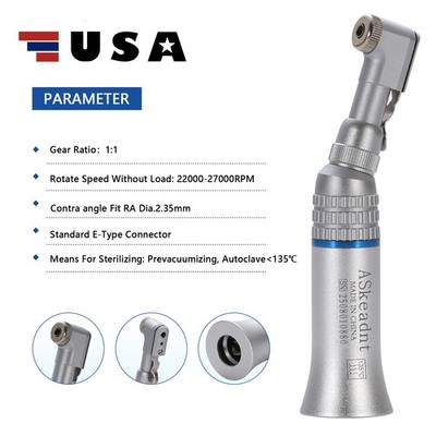 1X E-type Dental Contra Angle Handpiece Slow Low Speed Contrangle Fit NSK NEW