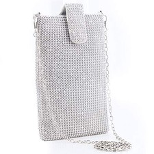 Evening Handbags Clutch Purses for Women Metal mesh Small Crossbody Silver-b