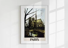 Vintage Paris Notre Dame Wall Art Printable - Wall Art, Gift for Her