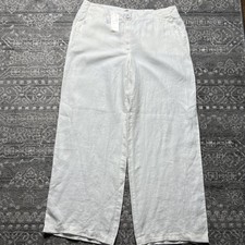 Chico's The Ultimate Fit Wide Leg Linen Pants 2.5 US Large 14 White NWT