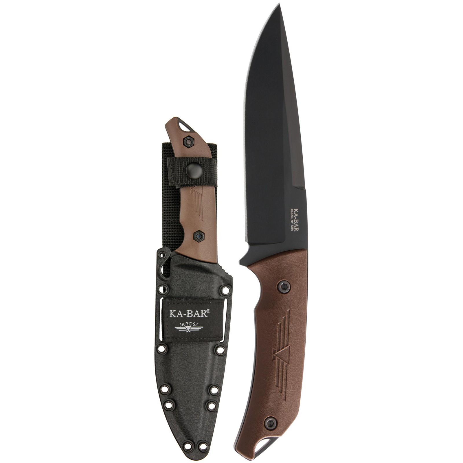 KA-BAR 6.25" Blade Jarosz Turok Knife w/ Sheath - Brown