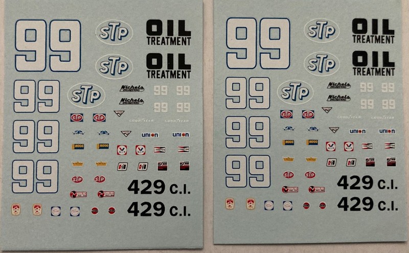 HO Slot Car DECALS 1971 STP Plymouth #99 NASCAR Lorenzen Nichels 1/64