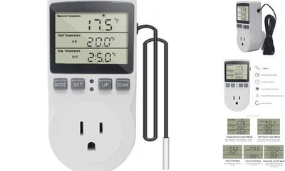 Digital Thermostat Outlet Plug Temperature Controller Outlet Socket 120V 
