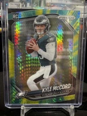 2025 Panini Prizm Kyle McCord Hyper Green Yellow Prizm 16/200 RC EAGLES QB