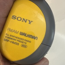 Vintage Sony Walkman Sports SRF-HM55 AM/FM Radio Yellow Headset Tested Works