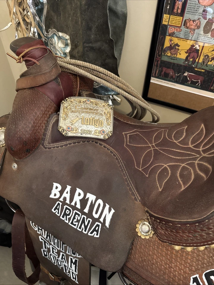 Mollys Custom Silver Latigo Cowboy Authentic Brand Custom Belt Buckle - Image 3 of 4