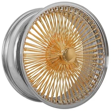 20x8" LA Wire Wheels FWD 150-Spoke Straight Lace Chrome/Gold Plating Center(B02)