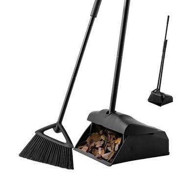 Eyliden Commercial Angle Broom and Dustpan Combo, with Long Handle and Lid, L...