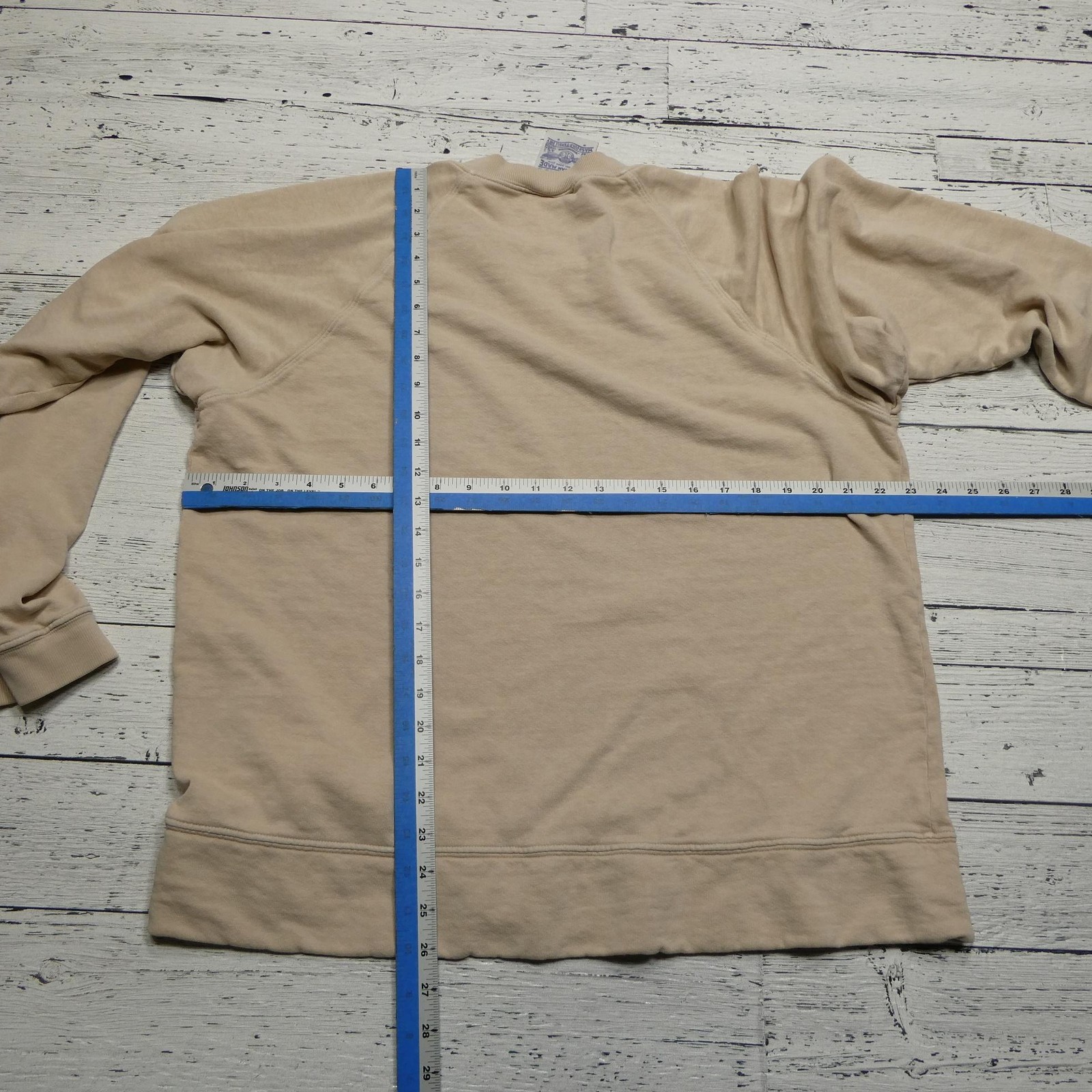 Jungmaven Sweatshirt Mens Large Beige Raglan Crew Hemp Organic Cotton Made USA