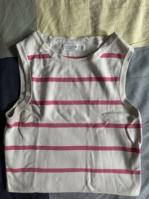 Sleeveless Pink and White Stripped Top Women s Medium Primark