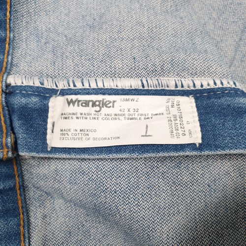 WRANGLER MWZ13 Jeans Regular Fit Blue Denim Trousers Mens W42 L32 - Picture 3 of 7