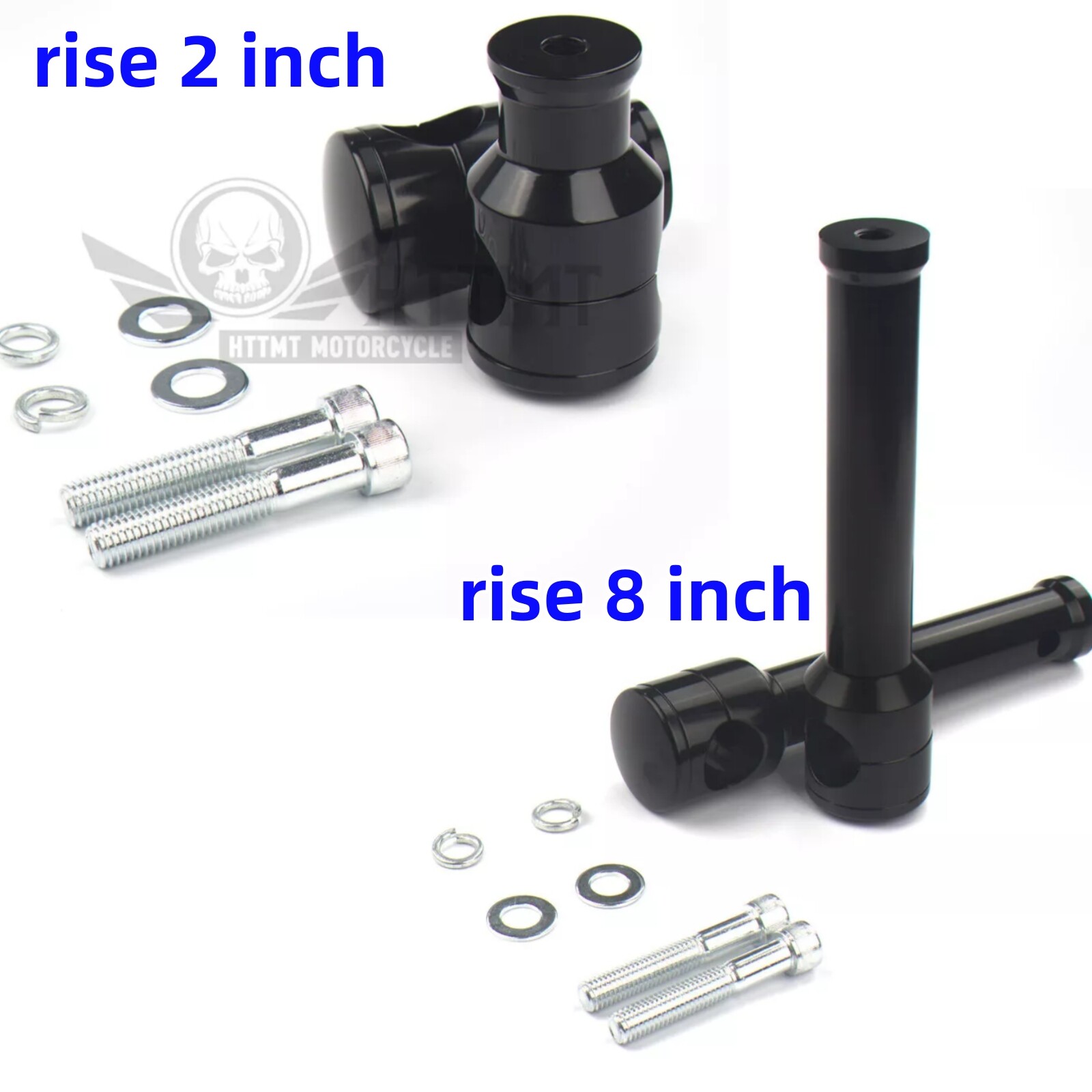Straight 2" 6" 8" Rise 1 1/4" 1.25" Mount Handlebar Risers for Harley ...