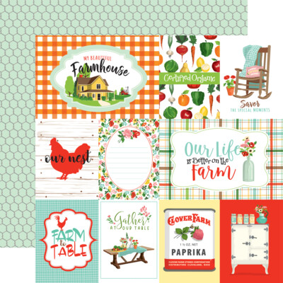 2 Sheets of Carta Bella Paper FARM TO TABLE 12x12 Cardstock - Journaling Cards