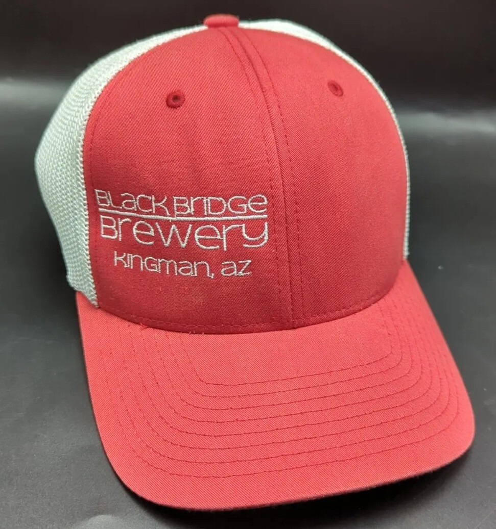 BLACK BRIDGE BREWERY Kingman Arizona hat flexfit fitted red cap