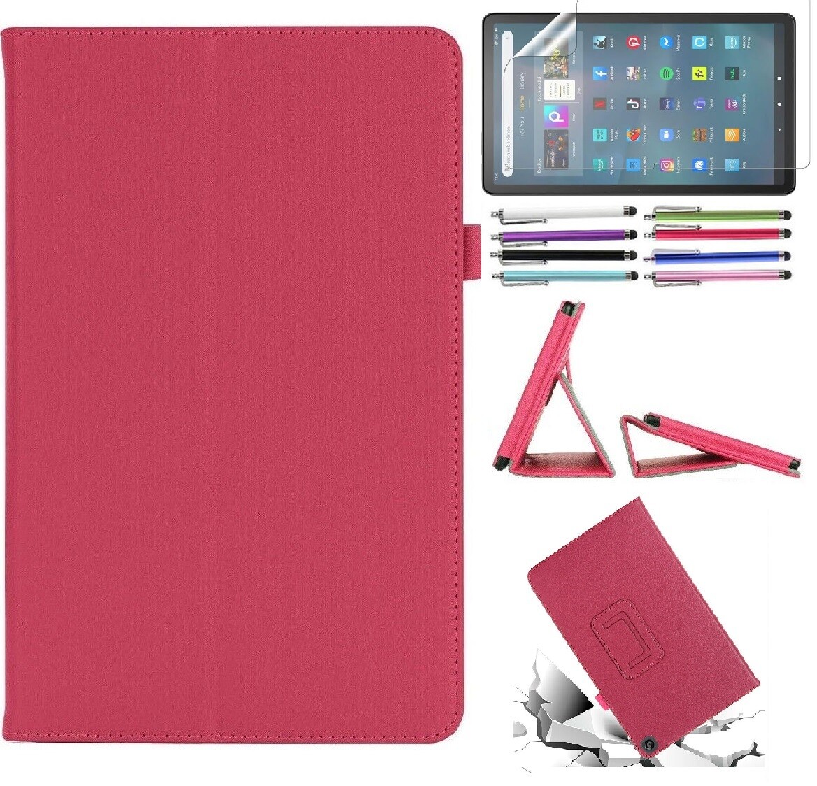 Custodia Con Cover E Penna Per Tablet Amazon Fire HD 10 13a Generazione (2023), Similpelle