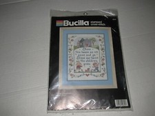 Vintage 1990 Bucilla Family Sampler 40395 Stamped Cross Stitch Kit Prayer Bless