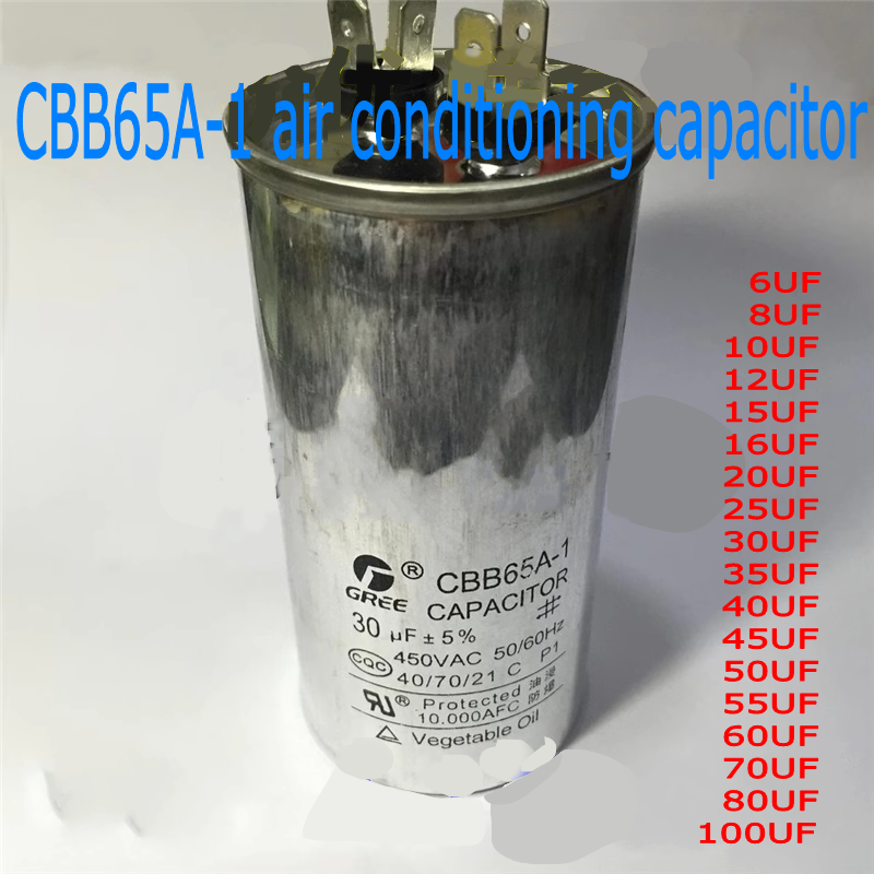 CBB65 50uF 450V AC 50/60Hz 40/70/21 Metal Aircon Airconditioner Starting Capacitor 50 Uf 450vac Air Conditioner I412200990