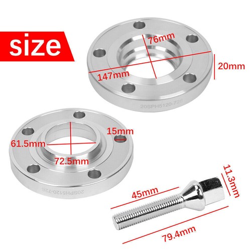 4PCS 20mm Hubcentric Wheel Spacers PCD 5x120 72.56 Bore For BMW E46 E60 E61 E90 - Picture 3 of 10