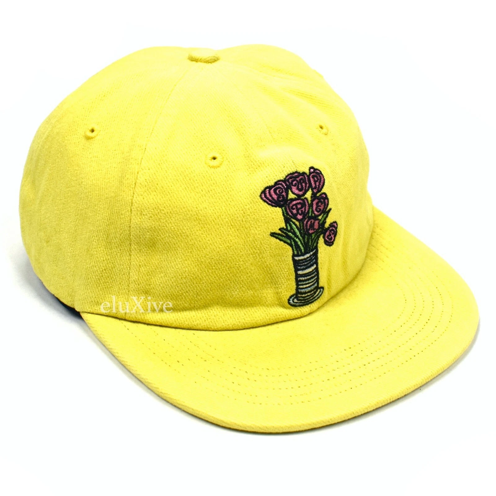 Neuf avec étiquettes logo fleurs jaunes Supreme NY brodé 6 panneaux chapeau casquette FW18 AUTHENTIQUE