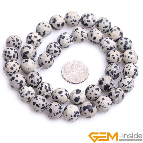 Natural Dalmatian Jasper Gemstone Frosted Matte Round Beads for Jewelry Making - Picture 21 of 24