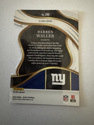 Darren Waller Final Season 2023 Panini Select Die Cut Prizm - Picture 2 of 2