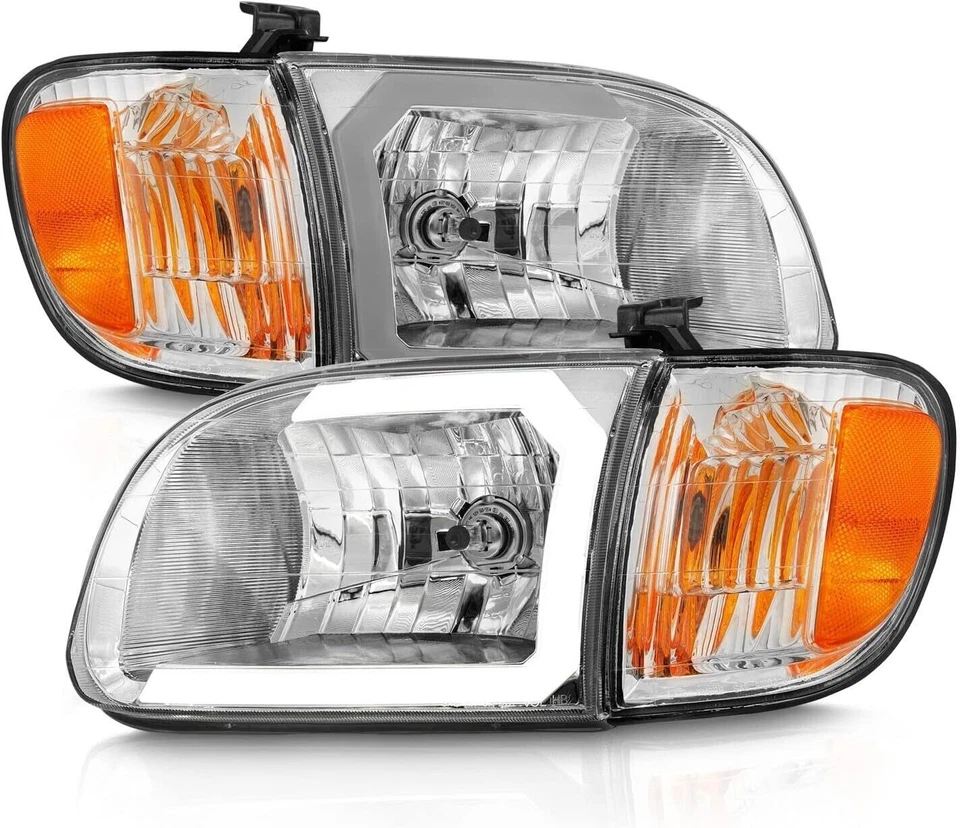 Faros LED cromados barra C para Toyota Tundra 2000-2004 cabina regular y de acceso Foto 3 de 4