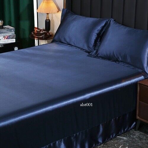 Luxury Black Bed Sheet Sets Mulberry Silk Bedding Set Fitted Sheet Flat Sheet - Picture 20 of 48