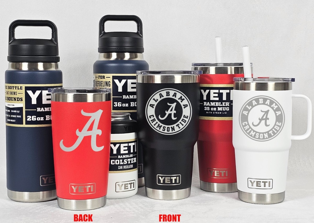 Alabama Crimson Tide YETI Laser Engraved Tumblers, Mugs, Can Colsters,  Bottles