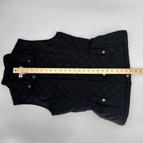 Merona Womens Quilted Sleeveless Vest Size M Black Snap Buttons Pockets Full Zip - Picture 11 of 12