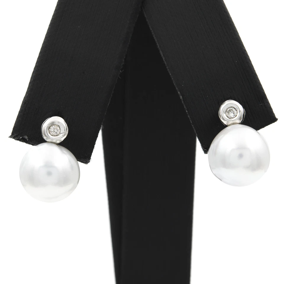 Pendientes Perla Australiana y Diamante Oro 18 kt Complemento Mujer Joyería Moda - Imagen 3 de 4