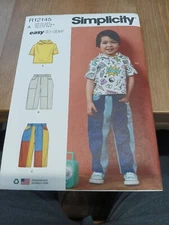 Simplicity SEWING PATTERN R12145/ S3013 Toddler HOODED T-SHIRT & JEANS SZ 1/2-4 