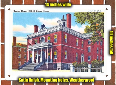 Metal Sign - Massachusetts Postcard - Custom House, 1818-19, Salem, Mass.