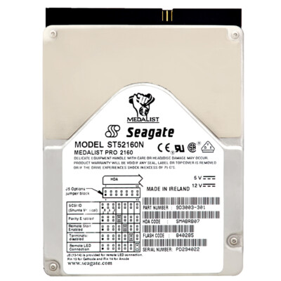 Hard Drive Seagate ST52160N 2GB 128KB Cache 5400 RPM Ultra SCSI 50 PIN 3.5''