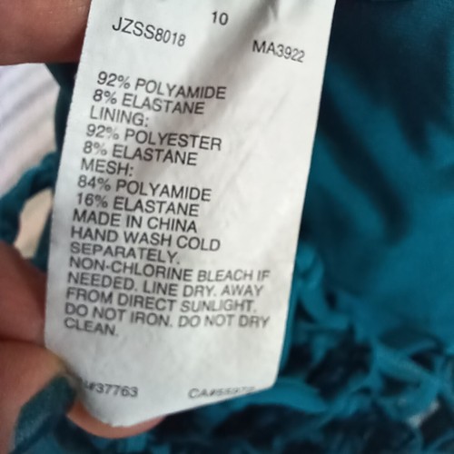 Size 10 Jantzen Swimsuit Teal Lattice Back Summer Tropical Vacation - Picture 3 of 5