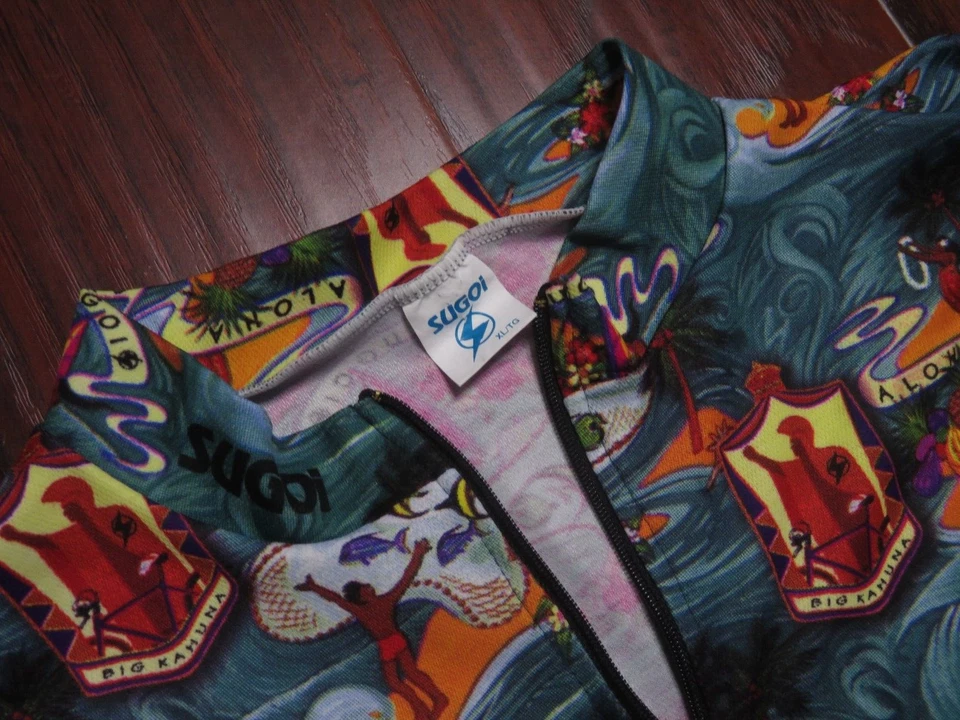 Camiseta deportiva de ciclismo Sugoi vintage años 90 talla XL AOP estampado completo rara Foto 3 de 4