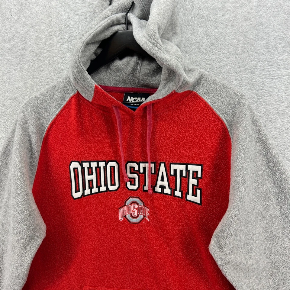 Sudadera con Capucha Ohio State Adulto Talla Mediana Roja Gris Manga Larga Polar NCAA Pullover Foto 4 de 4