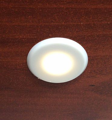 # MARINE BOAT LED MINI ROUND COURTESY LIGHT IN PLASTIC WHITE HOUSING FLUSH MOUNT