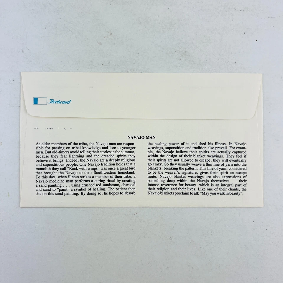 Navajo Art - Navajo Man Stamp First Day Issue Cover 1986 Window Rock AZ - Image 2 of 2