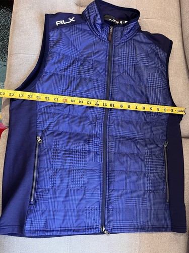 Gilet da golf nuovo con etichette $228 RLX Ralph Lauren plaid trapuntato misto lana performance grande - Foto 3 di 7