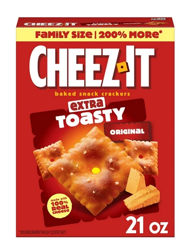 Cheez-It Extra Toasty Cheese Crackers, Baked Snack Crackers, 21 oz