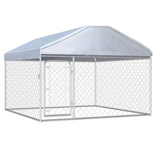 Dog Kennel Silver Galvanized Steel Large Durable Dog Kennel