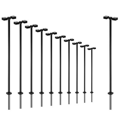 Evemodel 10Stk. 00 Spur Lampe Warm Weiß LED Straßenlaternen Schwarzer Mast
